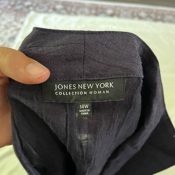 NWT Blue Linen Button Down Shirt Wmns Sz 14W - Picture 3 of 8